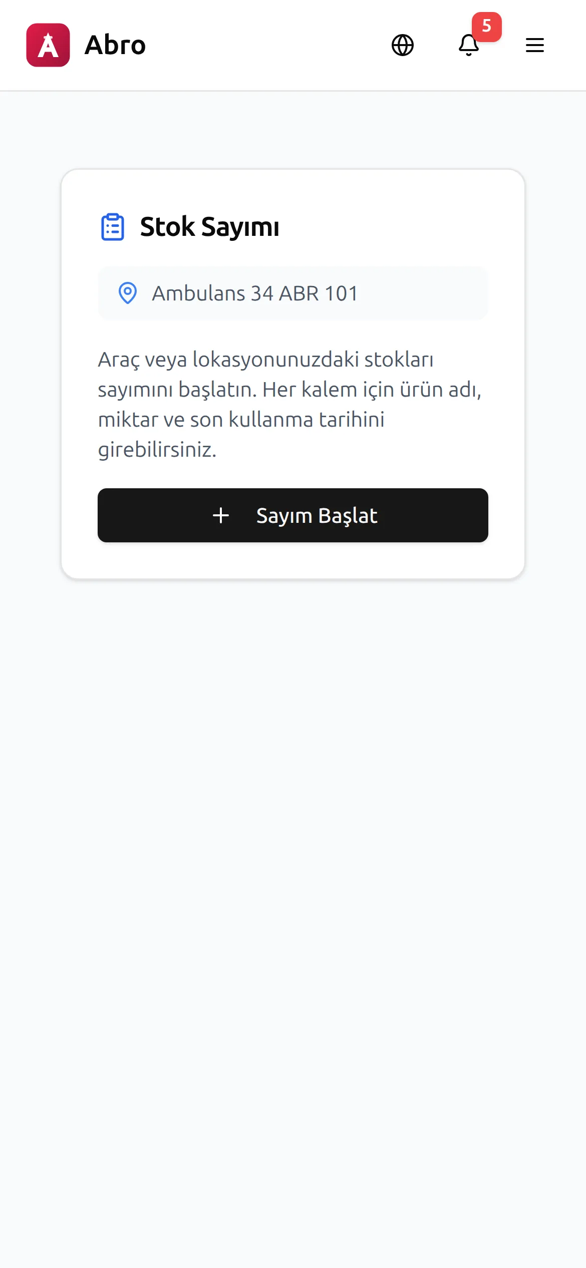 Mobil QR sayım ve karekod okutma — Abro ekran görüntüsü